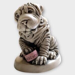 1999 Harmony Kingdom Treasure Jests FUSS POT Shar pei Dog Resin Figurine Box